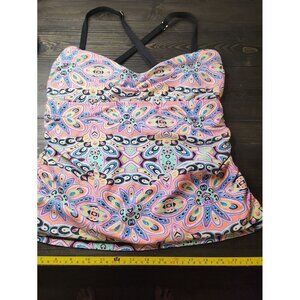 Floral Paisley Pink Multicolor Women’s Swim Tankini Top